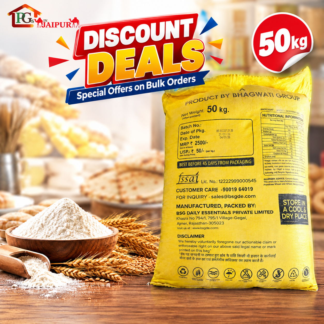 Bhagwati's Group 50 kg wheat flour
